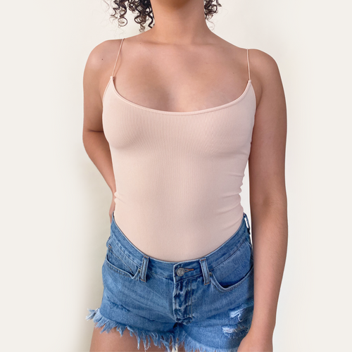 ribbed nude bodysuit shop rayaline fashion outfit ootd