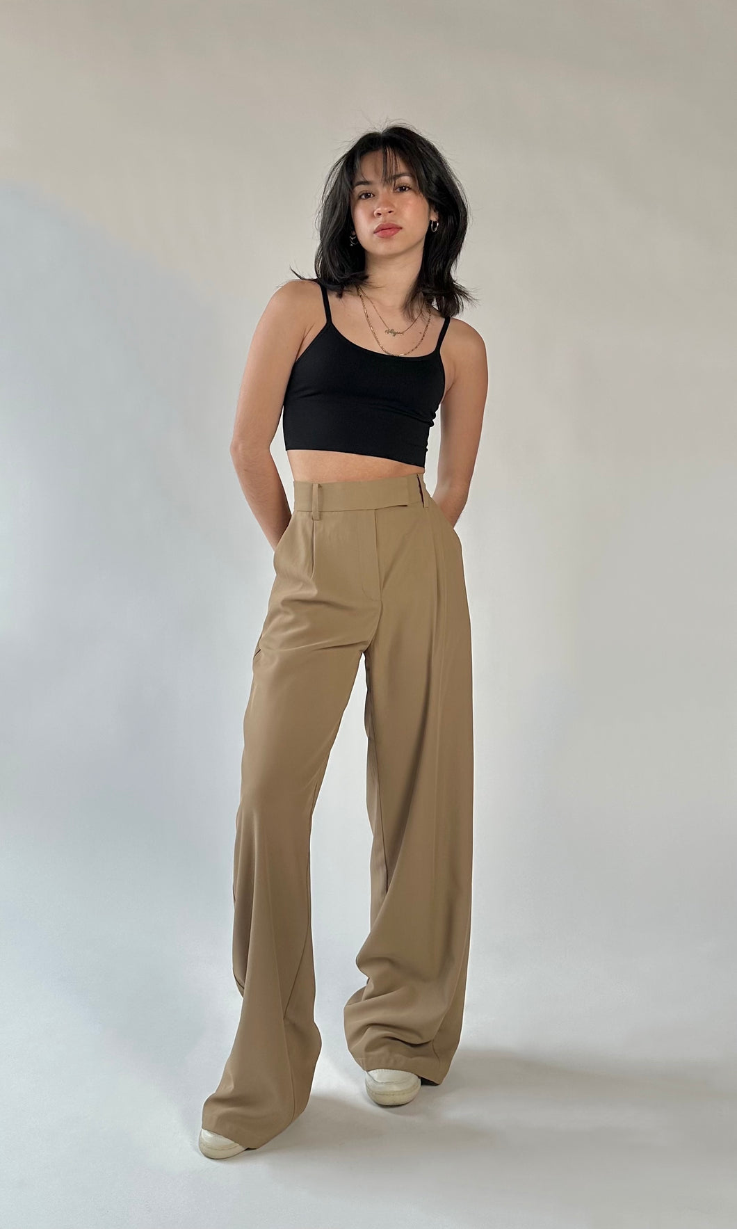 HAVERHILL HIGH WAIST TROUSERS IN TAUPE