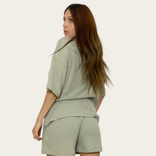 Load image into Gallery viewer, soft 2 piece set shorts shirt ribbed olive shop rayaline fashion outfit old comfortable lounge
